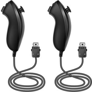 NC Nunchuck Controller Joystick Gamepad Replacement for wii Nunchuck Controller, Compatible with Nintendo Wii & Wii U Video Game Gamepads. (Black 2PCS)