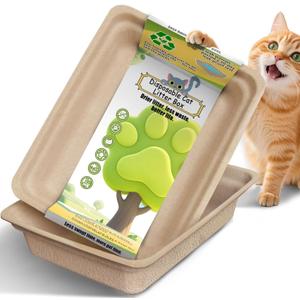 2 x Disposable Litter Boxes for Cats Large: 2/4/6/8-Pack 17.5'' x 13.5'' Leak-Proof Sustainable for Indoor/Travel Use Standalone or as Liner 2-Pack