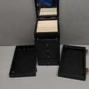 Meangood Jewelry Box Wood for Women, 5-Layer Large Organizer Box with Mirror & 4 Drawers for Rings, Earrings, Necklaces, Black