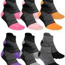 Fourluoo 6 Pairs Women Men Ankle Toe Socks Cotton Warm Crew Toe Separator Socks for Athletic Running(8-11,Five-toe,Multicolor)