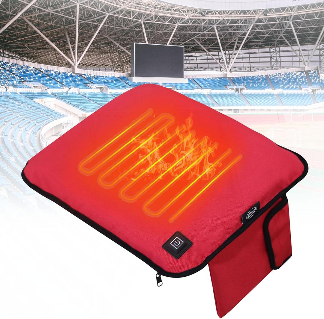 Portable Heated Seat Cushion,Heated Stadium Seats for Bleachers (No Power Bank) Waterproof Heated Seat Pad Great for Outdoor Sports,Camping,Fishing(Red)