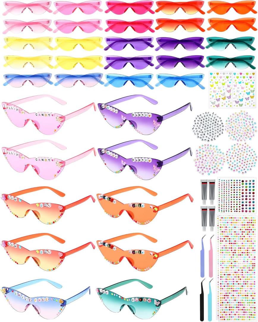 24 Set DIY Sunglasses kit in My Era Popular Singer Party Favors Friendship Sunglasses for Girls Women (Lively Colors)