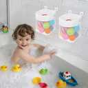 2Pcs Bath Toy Storage Polyester Toy Organizer Wall Mounted Breathable Leaky Mesh Bag Easy to Install Large Capacity Toy Mesh Bag Easy to Clean Toy Organizer Suitable for Bathrooms