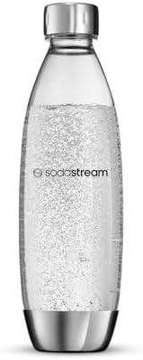 SodaStream 1 Liter Single Fuse Metal Bottle, Silver