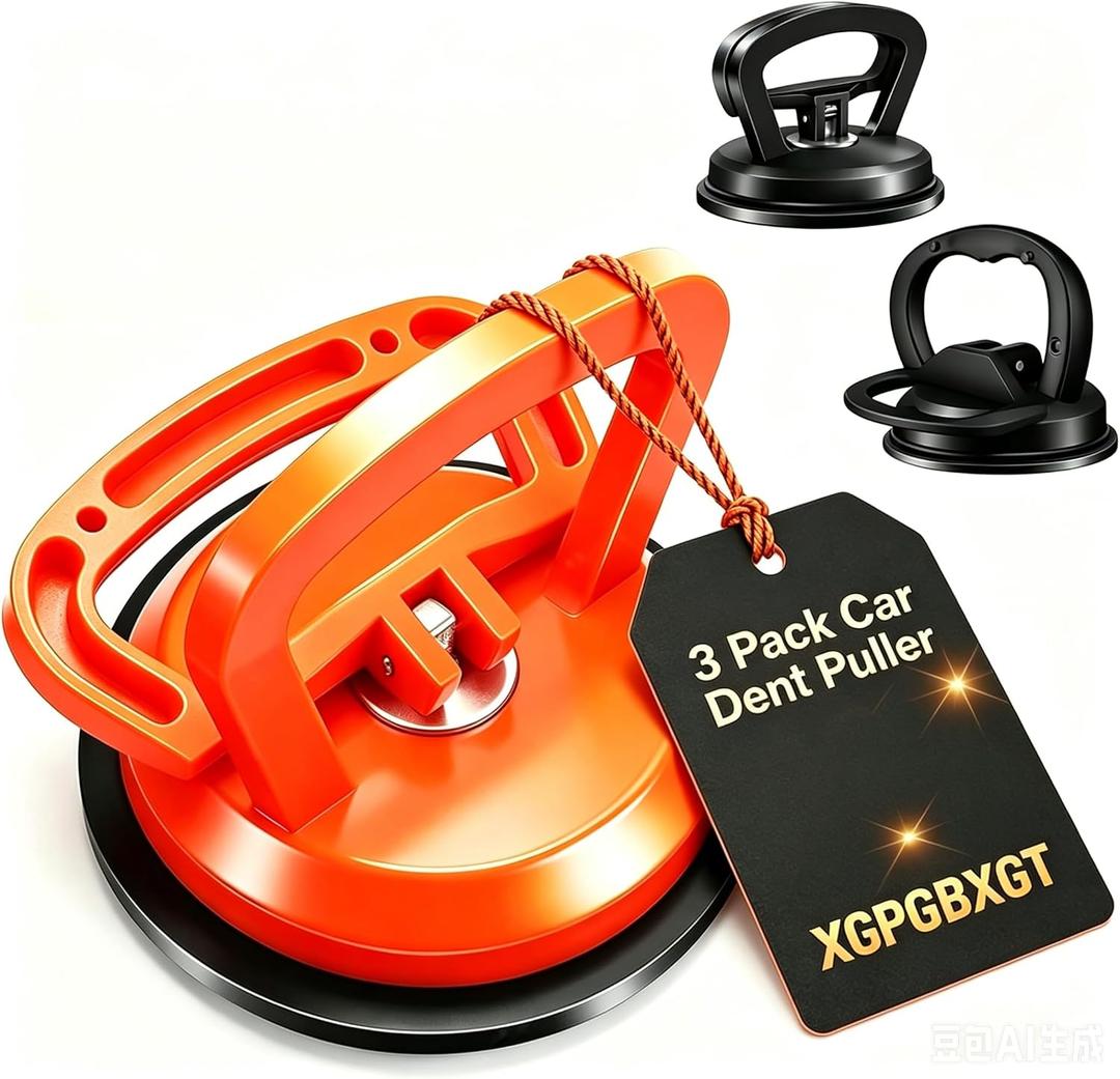 3-Pack Car Dent Puller, Upgraded Dent Puller, Durable PC Plastic Handle, Thickened Rubber Suction Cup, Paintless Repair Tool, Great for Dent Repair, Object Moving and Door Handle Use (EXP 08/17/26)