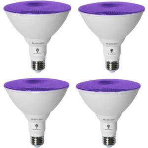 Bluex Bulbs 4 Pack PAR38 LED Black Light Bulb, 20W (200Watt Equivalent) E26 Blacklight Bulb Level 385400nm, Body Paint, Glow in The Dark Party LED Light Bulb Neon Glow Fluorescent Poster