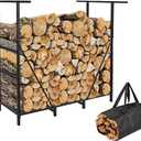Vailge Firewood Rack Outdoor 4FT with Waterproof Firewood Carrier Bag, Adjustable Heavy Duty Steel Firewood Holder Storage, Log Rack for Fireplace, Fire Pit, Backyard, Camping