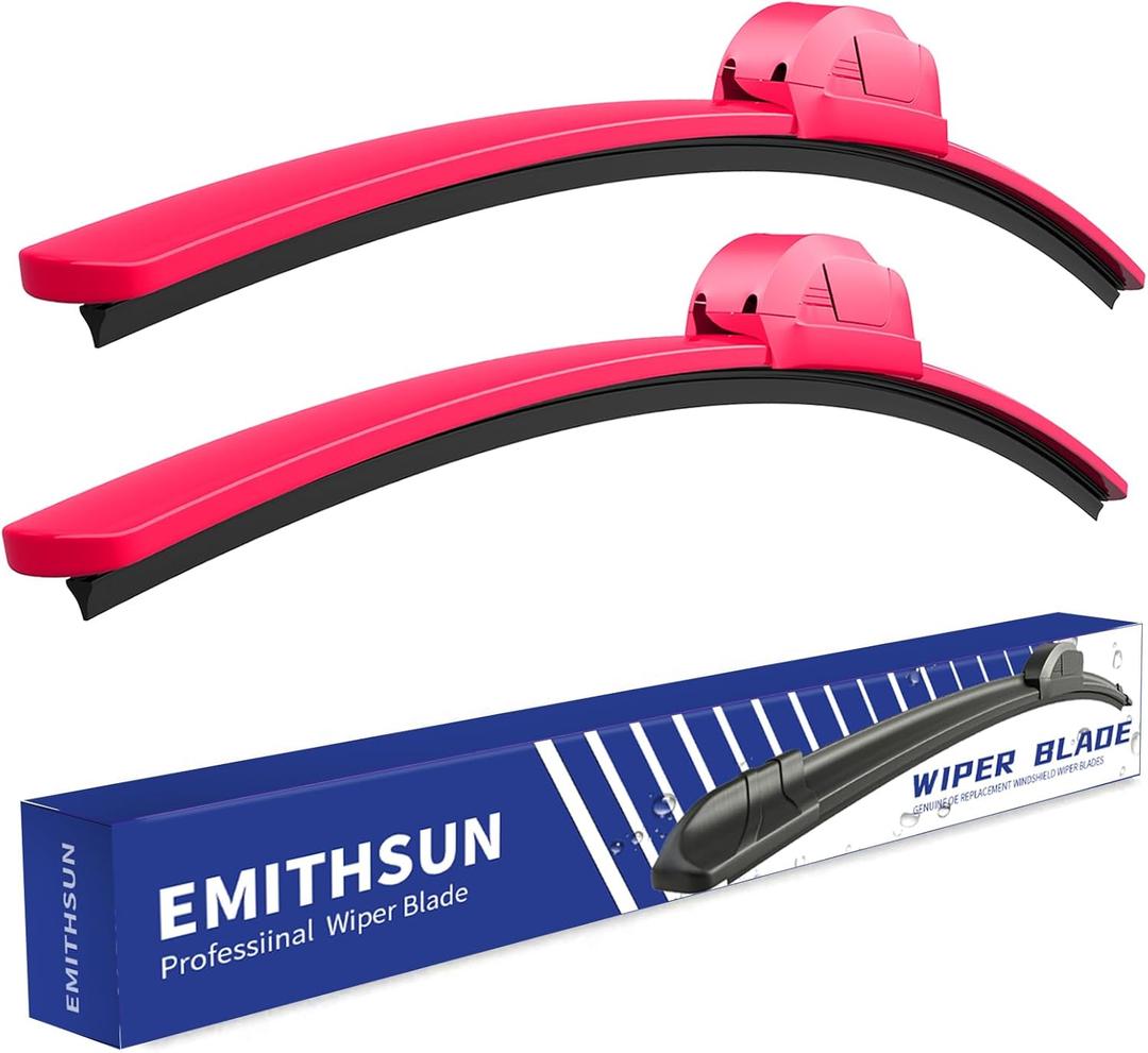 OEM QUALITY 26" + 17" Premium All-Seasons Durable Stable And Quiet Rose Red Windshield Wiper Blades (Set of 2)