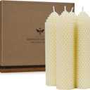 White Beeswax Pillar Candles Set of 4 - Handmade Pure Beeswax Rolled Candles for Gift & Home Decor (1.56 in)