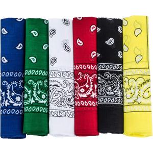 CoverYourHair Paisley Bandanas - 100% Cotton Cowboy Bandanas - 6 Pack Assorted Western Headwraps