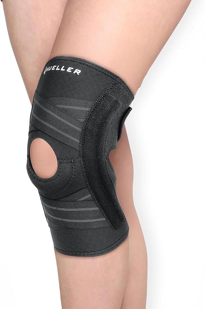 MUELLER Sports Medicine Self Adjusting Knee Brace for Men and Women, Knee Stabilizer for Compression and Pain Relief Support, Ideal for Arthritis, Sprains, Black, One Size