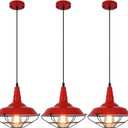 Farmhouse Red Pendant Light, 3 Packs 10.5 inch, Modern Pendant Lighting, Kitchen Pendant Lights, Industrial Pendant Light, Pendant Lights Kitchen Island for Bedroom, Living Room, Bar