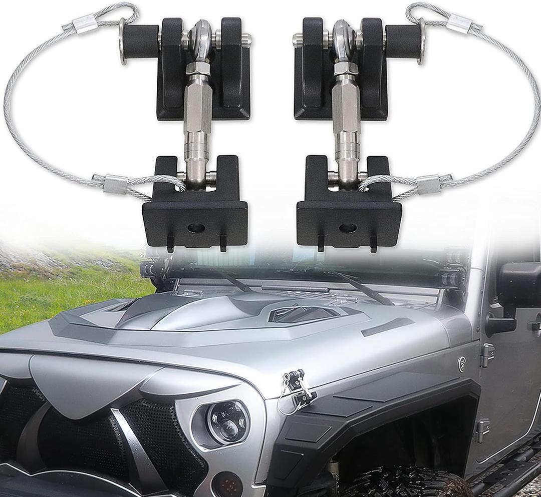 JK Hood Latches with Keys for Jeep, Hood Lock Locking Hood Latch for Jeep Wrangler JK Unlimited Sahara 2007-2018, Anti-Theft, Eliminate Hood Flutter, Aluminum, 1 Pair