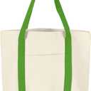 uxcell Canvas Tote Bag with Zipper, Reusable Canvas Bag Tote Bag with An External Pocket, Stylish Canvas Tote Shopping Bag