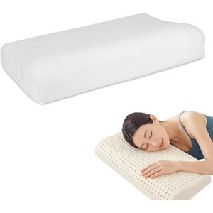 100% Natural Premium Latex Pillow, Breathable Latex Cervical Pillow for Side & Back Sleepers, Side Sleeper Pillow for Neck Pain Relief, Medium Firm Support