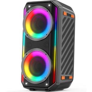 TAMPROAD Bluetooth Speaker, 300W Peak Power Wireless Boombox Speakers with Deep Bass, Portable Loud Stereo Sound Large Subwoofer with Led Light Show for Party Outdoor Camping