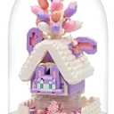 Insgen House Building Blocks Kit Toys Building Set, Miniature 1418 Pcs Micro Bricks Collectible Creative Teen Girl Gifts Age 14 and Up, Dust Cover, and Wooden Base Up Balloon Castle Set, Pack of 2