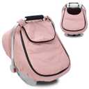 Winter Baby Car Seat Cover, Waterproof Carseat Cover with Zipper Peep Window, Warm Sherpa Fleece Lining, Universal Infant Car Seat Canopy Stroller Cover for Rain Snow Cold Weather (Pink)