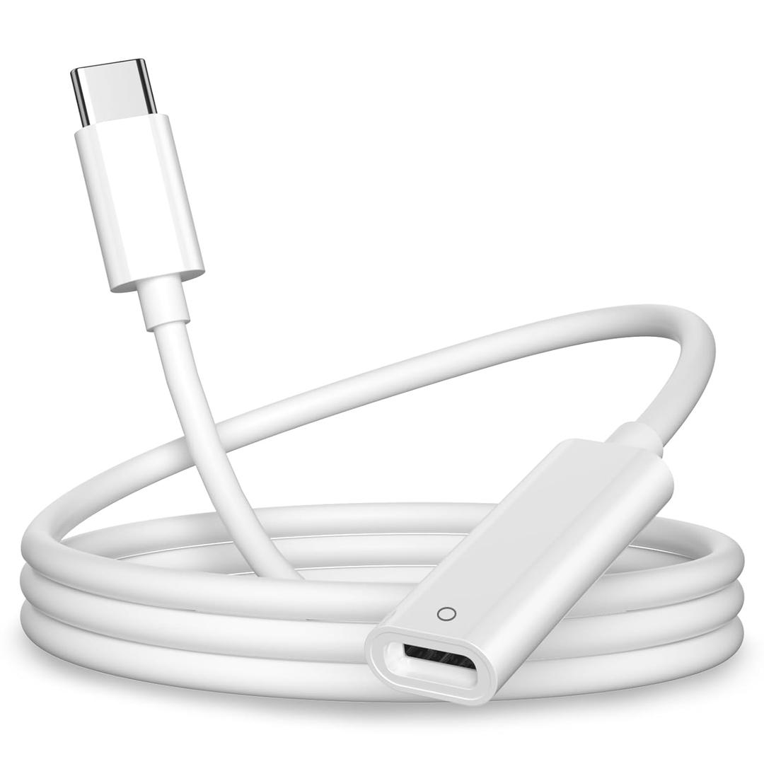 USB-C Pencil 1st Generation Adapter 3.3 FT Charging Cable for Apple Pencil Pen 1st Gen Match iPad 10 11 for iPad (A16) Bluetooth Pairing Type C Charger Male to Female Lightning iPencil Connector Cord