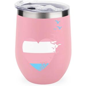 Transgender Heart Love Flag Stainless Steel Wine Tumbler Travel Mug Insulated with Lid Car Cup Pink-style