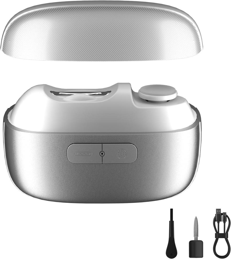 Electric Nail Clipper Fingernail Trimmer: 3-in-1 Automatic Nail Polisher with LED Light, Clip Storage, 2-Speed, Rechargeable Smart Nails Cutter Easy to Use for Seniors, Baby, Adult, Kids, White