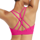 RUNNING GIRL Strappy Sports Bra for Women Sexy Crisscross Back Light Support Yoga Bra with Removable Cups White, XXL