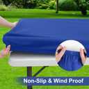 homing 1 Pack Rectangle Fully Waterproof Tablecloth, Elastic Fitted Fabric Table Cover for 6 Foot Tables, Washable Polyester Table Cloth for Picnic, Camping, Outdoor (Blue, 30" x 72")