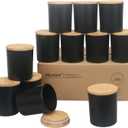 MILIVIXAY 12 Pack 10 OZ Matte Black Thick Glass Candle Jars with Lids - Bulk Empty Candle Jar for Making Candles - Spice, Powder Containers