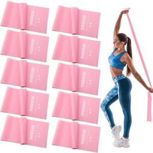 DEEKIN 10 Pcs Resistance Bands Professional Exercise Elastic Bands Latex-Free Yoga Starter Set for Pilates, Physical Therapy, Strength Training, Yoga, Working Out for Women Home Gym, Pink 15lbs