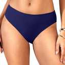 Zmart Women Full Coverage Bikini Bottoms - Mid Rise Bathing Suit Swim Bottom Swimsuit Swimwear Navy Blue XL
