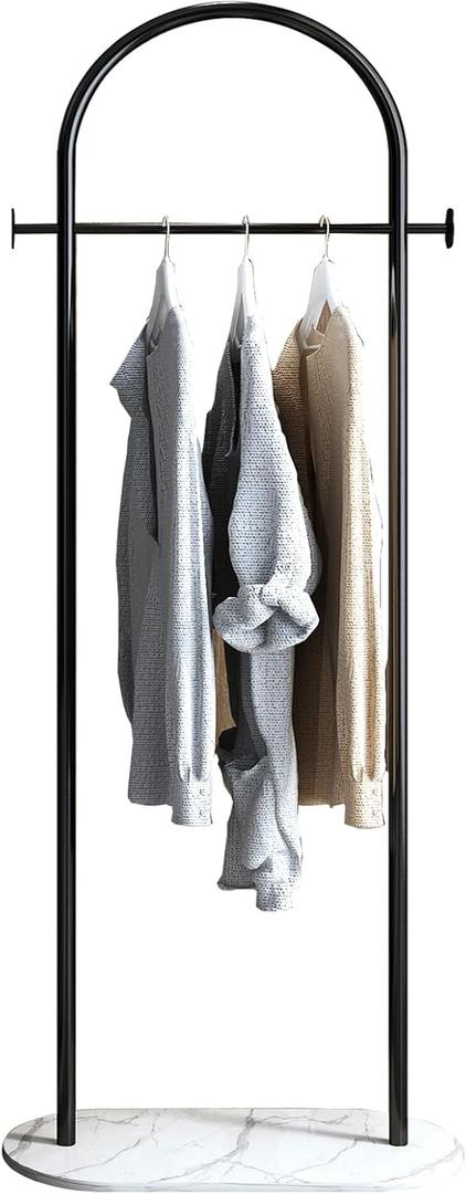 Freestanding Clothing Rack with Marble Base,Modern Black Arch Garment Rack for Small Spaces,Sturdy Metal Coat Rack,Clothes Racks for Hanging Clothes in Bedroom,Closet,Entryway,Boutique Display