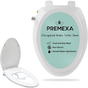 Bidet Toilet Seat for Elongated Toilets, Non-Electric, Dual Nozzle, Soft Close, Self-Cleaning, Ambient Water Temperature, Easy Installation, Reduce Toilet Paper Usage