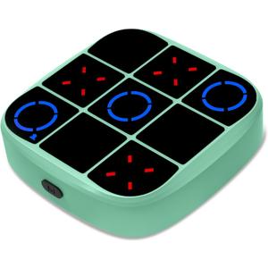 Tic-Tac-Toe Bolt Game, 4-in-1 Handheld Puzzle Games Console, Electronic Tic-Tac-Toe Game for Educational and Memory Growth, Portable Travel Games for Car Ride, Board Games for Kids and Adults (Cyan)