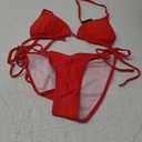 Women Two Piece Swimsuit Sexy Swimwear Halter String Triangle Bikini Sets (Medium, Red)