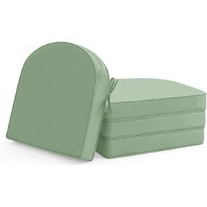 Outdoor Chair Cushions Set of 4: Waterproof & Fade Resistant Patio Furniture Cushions - 17 x 16 x 2 Inch Non Slip Round Corner Seat Cushion Pads with Removable Cover for Garden Yard Lawn, Sage Green