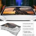 Windshield Sun Shade for Car Trucks SUV Black Horse Retractable Front Window Sun Visor Foldable Sunshade Protector for Car Windshield Keep Your Vehicle Cool 51 X 27.5Inch