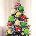 Soulchen 12 Pcs 9 Inch Large Christmas Tree Picks Ornaments 2D Cardboard Red Green Gold Christmas Ball Shaped Decorations Giant Xmas Tree Ornaments for Xmas Vase Fillers Wreath Crafts Decor