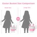 Easter Baskets, Pink Large Woven Rope Bunny Personalized Easter Basket Empty with Handle, Basket Name Tag, Egg Easter Baskets for Girls Boys, Easter Gifts, 9.8" x 7.9" x 7.9"