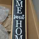 Outdoor 2in1 Welcome Sign for Front Porch Standing 45"X9" Long Vertical Leaner Tall Wood Framed Modren Rustic Farmhouse Large Home Sweet Home Signs Front Door For Outside Decor (Wood Black)
