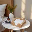 CubesLand Scalloped Napkin Holder for Table, Farmhouse Warming Home Kitchen Decor, Paper Rope Flat Napkin Dispenser Guest Towel Tray for Bathroom, Disposable Napkin Basket for Dining Table, Neutral (Luncheon)