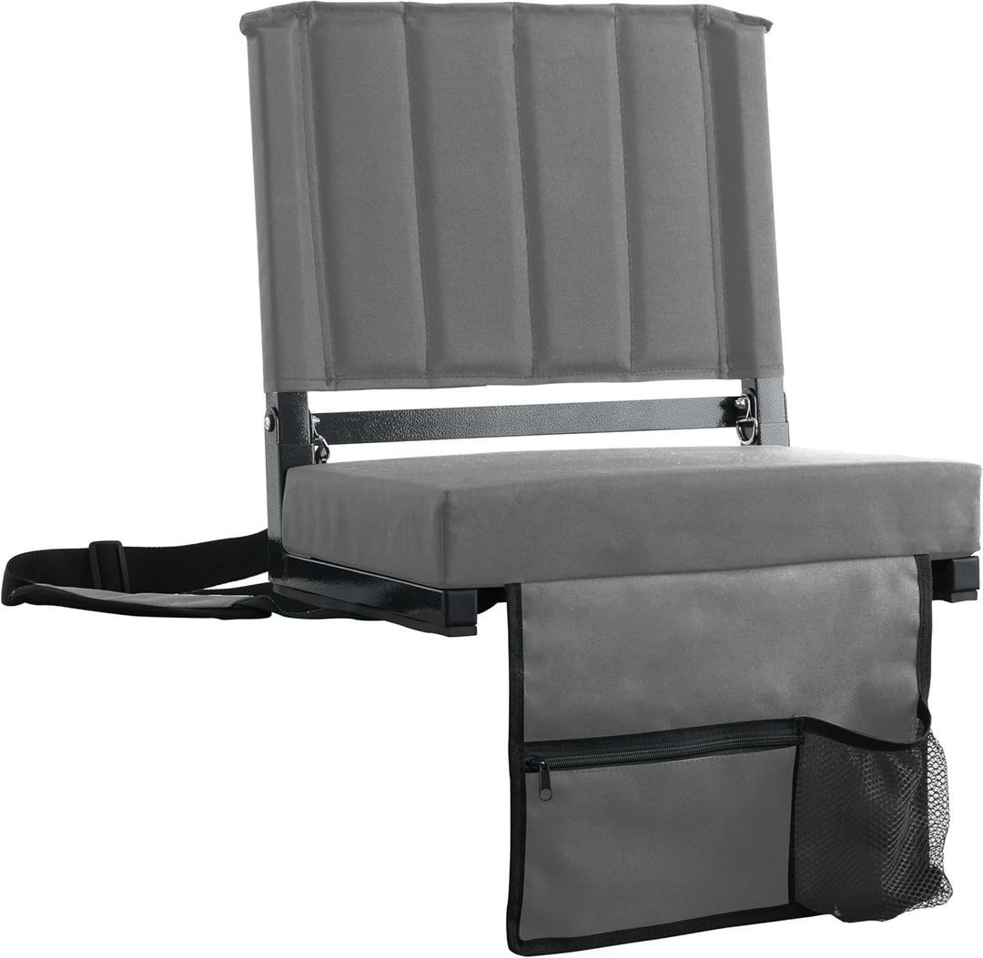 SPORT BEATS Stadium Seats with Back Support Bleacher Chairs with Back and Cushion Thick Padded Bleacher Seats Includes Shoulder Strap