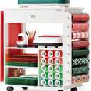 Craft Cart Organizer Table Compatible with Cricut Rolling Organization and Storage with Vinyl Roll Holder, Crafting Cabinet Workstation Tool Accessories Holder for Craft Room (Patented)