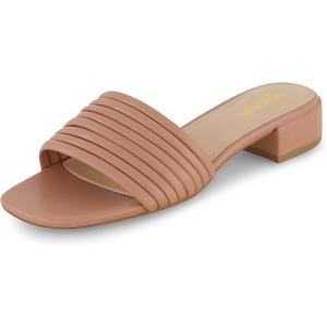 CUSHIONAIRE Women's Nino strappy low block heel slide sandal +Memory Foam and Wide Widths Available (Beige) CUSHIONAIRE Women's Nino strappy low block heel slide sandal +Memory Foam and Wide Widths Available (Beige)