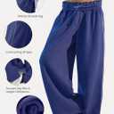 IWD Wide Leg Sweatpants for Women High Waisted Baggy Lounge Pants Interior Drawstring Sweat Pants with Pockets (Blue, L)