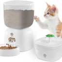 Comedero automtico para gatos con dispensador de comida seca para gatos de 3 L y fuente de agua de 2 L, alimentador cronometrado para perros con control de porciones y comidas diarias, comederos