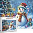 Christmas Snowman 1000 Piece Jigsaw Puzzles for Adults Winter Snow Xmas Landscape Jigsaw Puzzle for Challenging Family Activity Game Winter Snow Artwork Puzzle for Home Decor Gifts 20x27 Inches