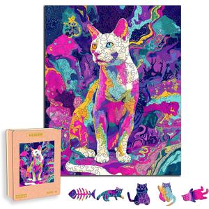 Wooden Puzzles for Adults, Cat Jigsaw Puzzles, Unique Animal Adult Puzzles, Irregular Creative Gift for Family Game,Christmas Birthday Gifts Home Decor