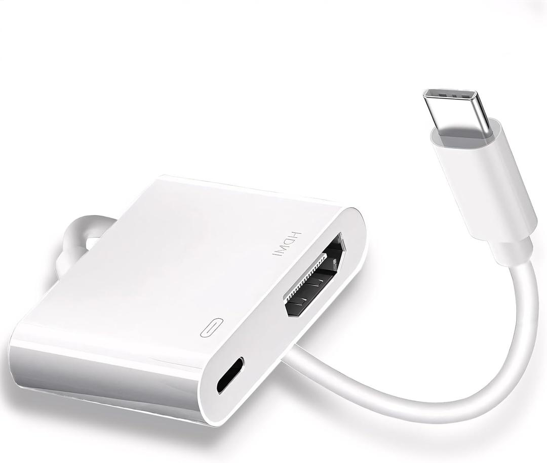 USB C to HDMI for TV, 4K@60Hz Type C to HDMI Adapter with Charging Port, iPhone to HDMI to USB C Adapter Compatible for iPhone 16/15 Series/iPad Pro/Galaxy/MacBook Pro to HDTV Projector