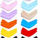 Bememo Unisex UV Protection Sleeves Long Arm Sleeves for Women Cooling Arm Cover for Outdoor(Black,12 Pairs)