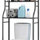 UDEAR 3-Tier Over The Toilet Rack,Bathroom Shelf Space Saver,Corner Stand Storage Organizer Accessories,The Washing Machine,with Hanging Rod,Tower Shelf,Black